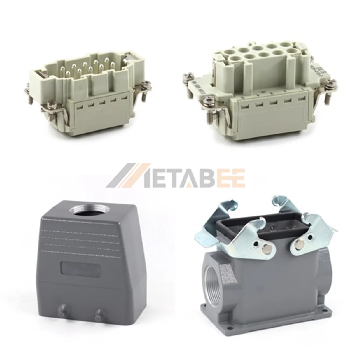 HE Series High Construction Heavy Duty Connector with 2 Levers, 10+PE, Surface Mount, Quick Lock Terminal, Top/Side Entry, 16A/500V