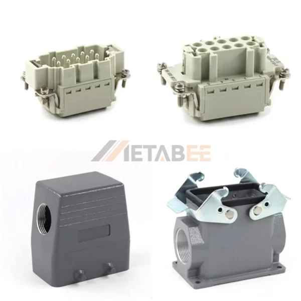HE Series High Construction Heavy Duty Connector with 2 Levers, 10+PE, Surface Mount, Quick Lock Terminal, Top/Side Entry, 16A/500V