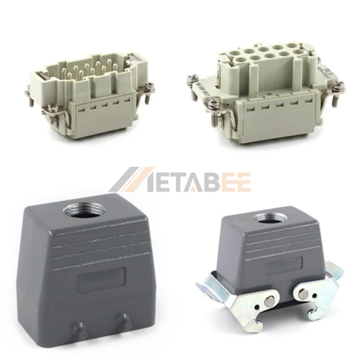 HE Series Heavy Duty Connector, 10+PE, Cable to Cable, Quick Lock Terminal, Top/Side Entry, 16A/500V