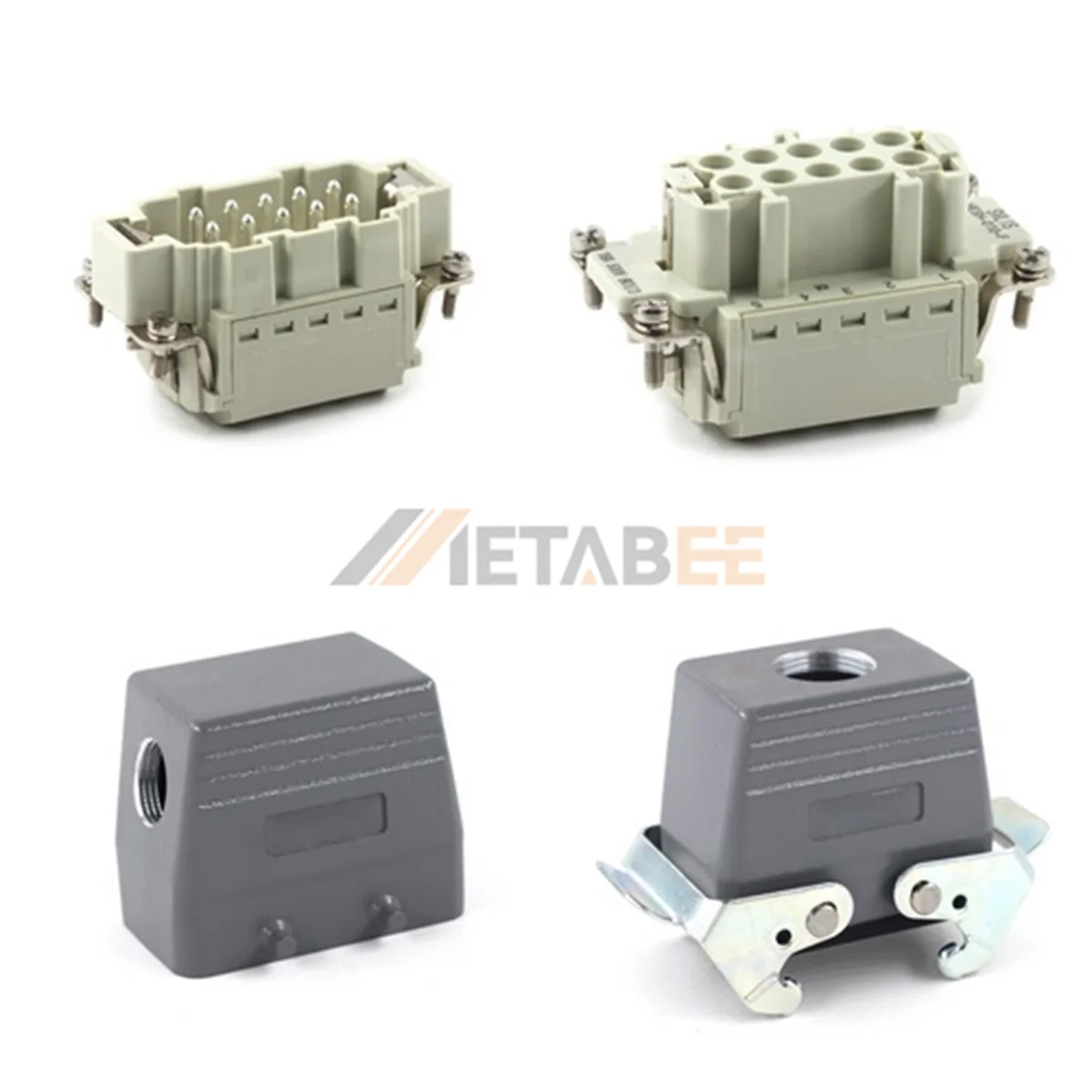 HE Series Heavy Duty Connector, 10+PE, Cable to Cable, Quick Lock Terminal, Top/Side Entry, 16A/500V