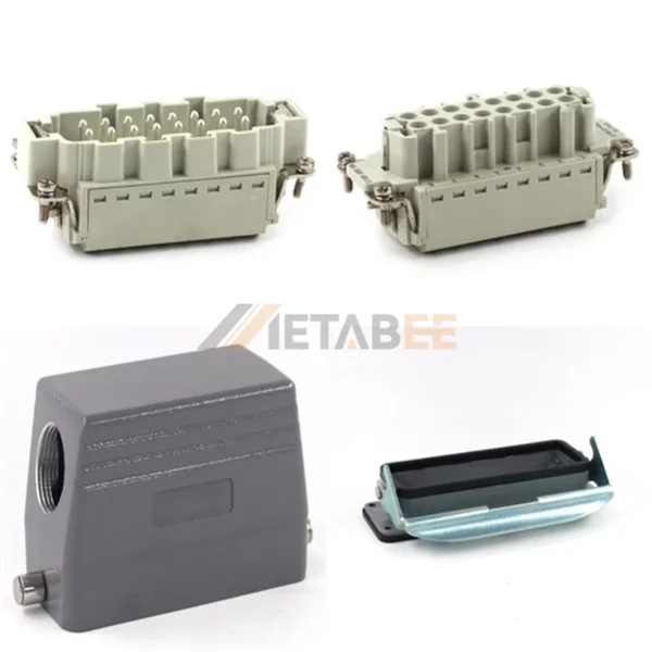 HE Series Heavy Duty Connector, 16+PE, Bulkhead Mounting, Quick Lock Terminal, Top/Side Entry, 16A/500V