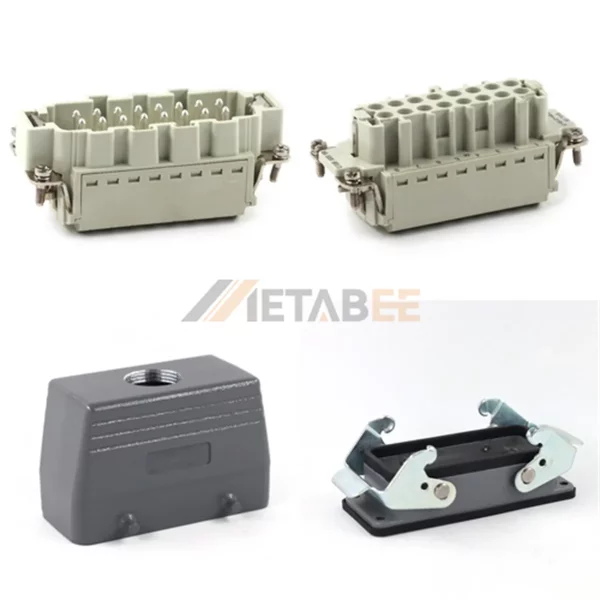 HE Series Heavy Duty Connector, 16+PE, Bulkhead with 2 Levers, Quick Lock Terminal, Top/Side Entry, 16A/500V