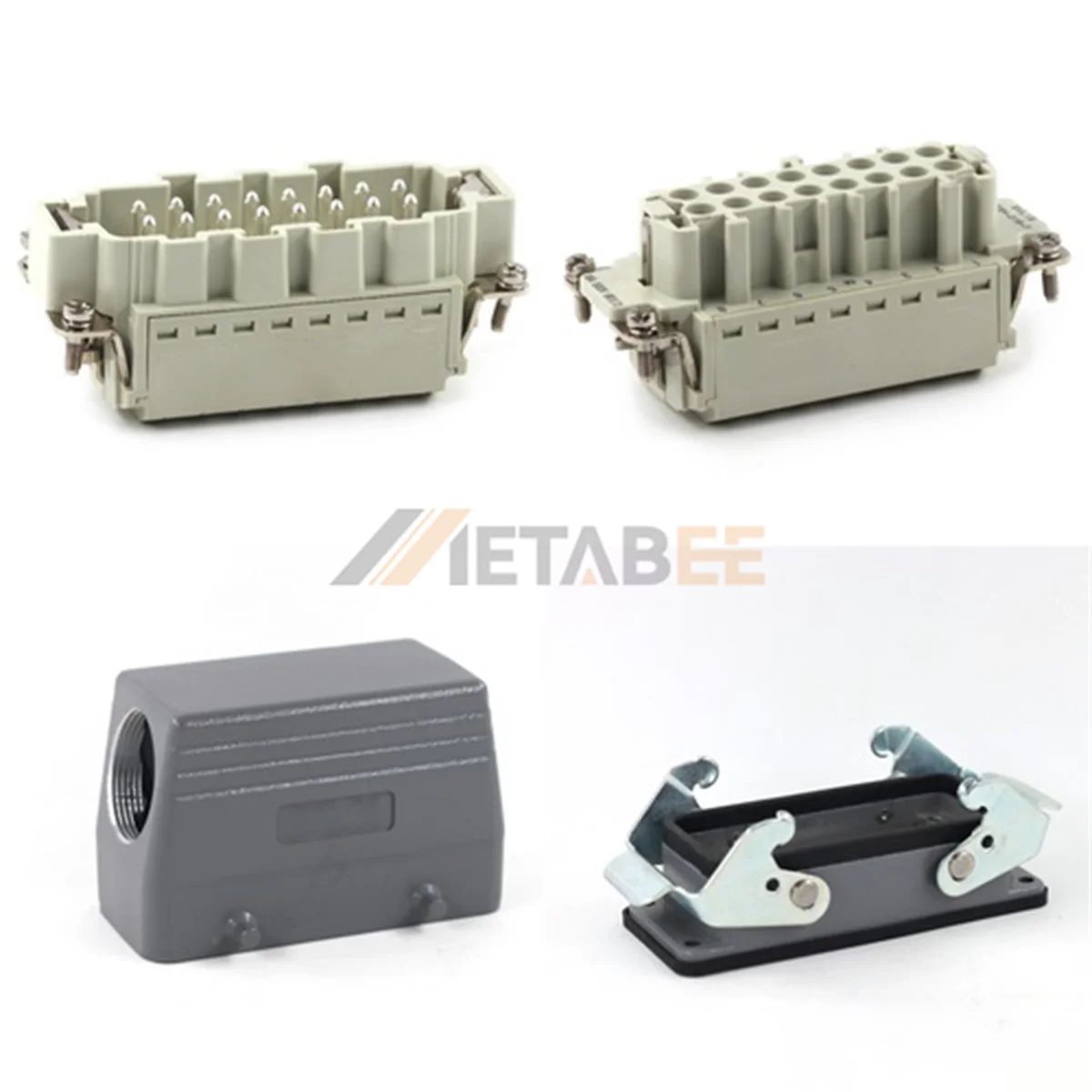 HE Series Heavy Duty Connector, 16+PE, Bulkhead with 2 Levers, Quick Lock Terminal, Top/Side Entry, 16A/500V