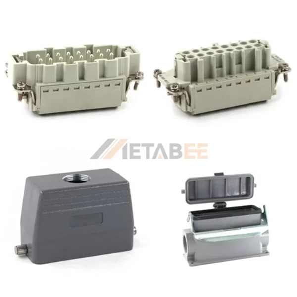 HE Series High Construction Heavy Duty Connector, 16+PE, Surface Mount Cover, Quick Lock Terminal, Top/Side Entry, 16A/500V