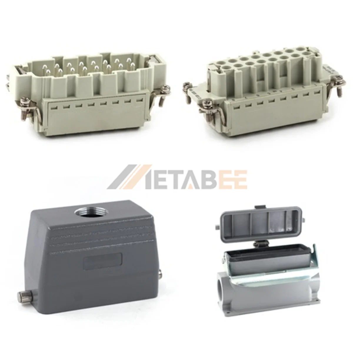 HE Series High Construction Heavy Duty Connector, 16+PE, Surface Mount Cover, Quick Lock Terminal, Top/Side Entry, 16A/500V