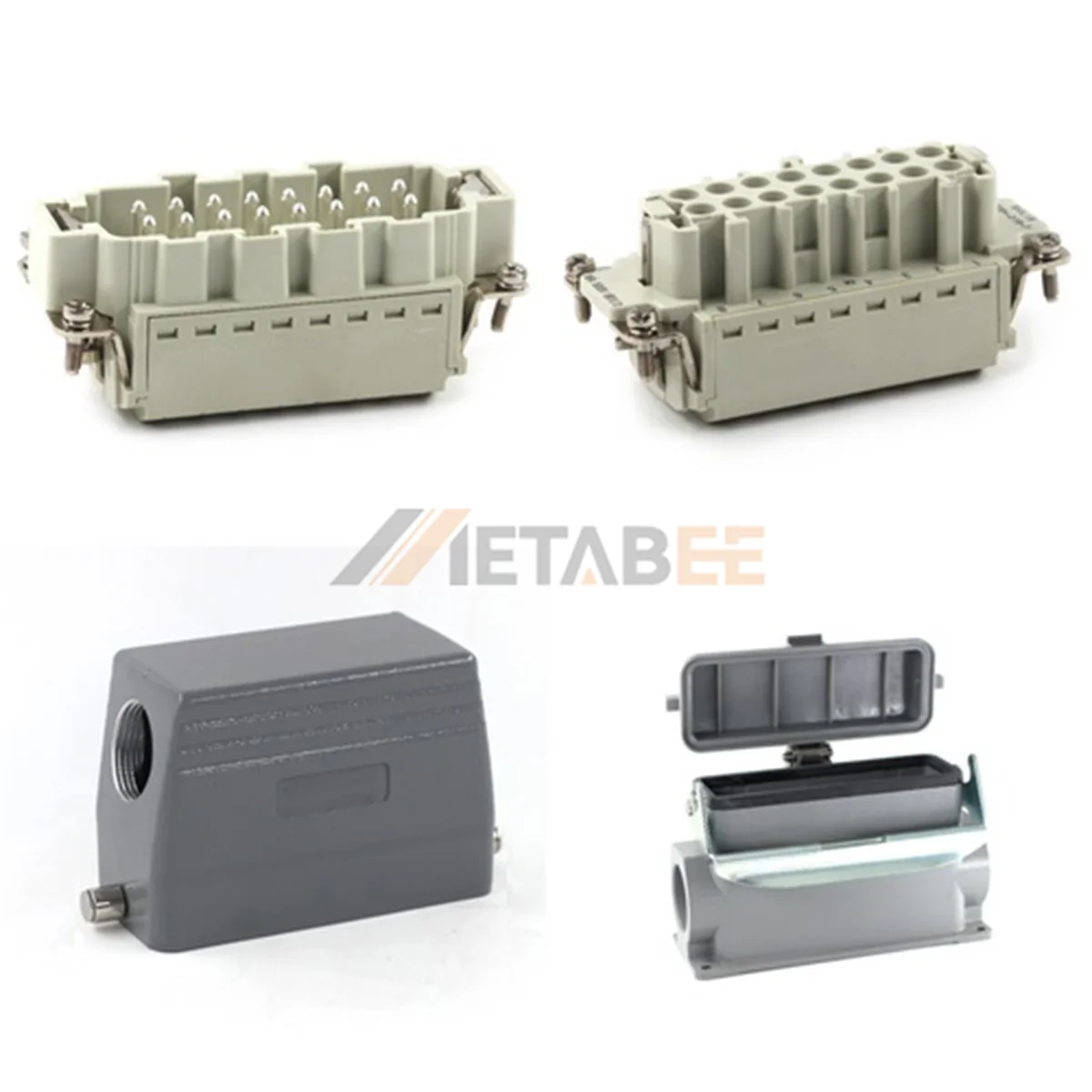 HE Series High Construction Heavy Duty Connector, 16+PE, Surface Mount Cover, Quick Lock Terminal, Top/Side Entry, 16A/500V
