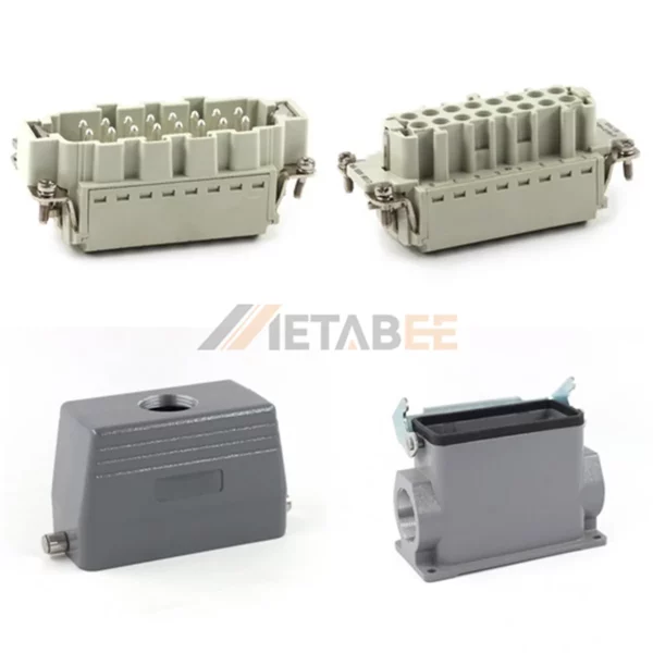 HE Series Heavy Duty Connector, 16+PE, Surface Mounting, Quick Lock Terminal, Top/Side Entry, 16A/500V