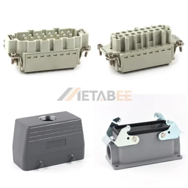 HE Series Heavy Duty Connector with 2 Levers, 16+PE, Surface Mount, Quick Lock Terminal, Top/Side Entry, 16A/500V