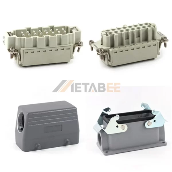 HE Series Heavy Duty Connector with 2 Levers, 16+PE, Surface Mount, Quick Lock Terminal, Top/Side Entry, 16A/500V