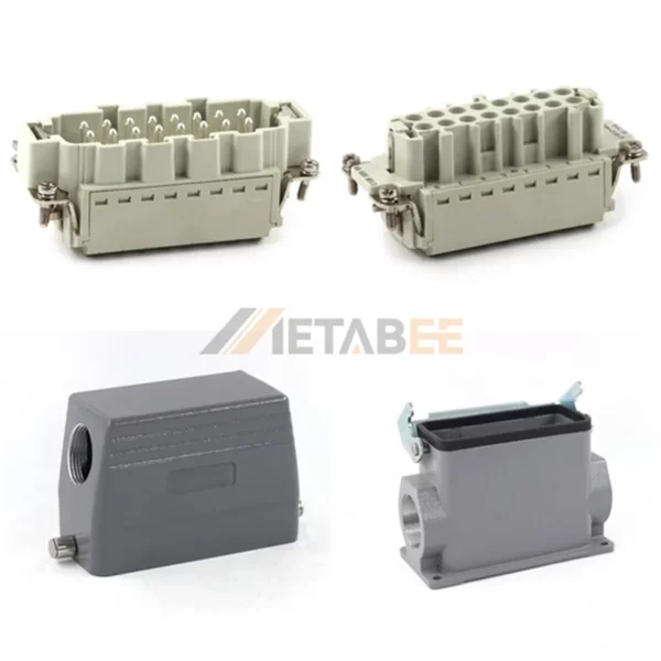 HE Series High Construction Heavy Duty Connector, 16+PE, Surface Mounting, Quick Lock Terminal, Top/Side Entry, 16A/500V