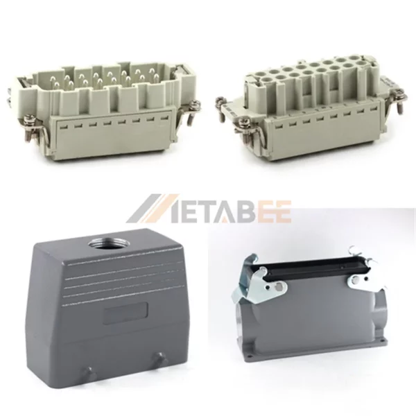 HE Series High Construction Heavy Duty Connector, 16+PE, Surface Mount Cover, Quick Lock Terminal, Top/Side Entry, 16A/500V