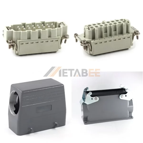 HE Series High Construction Heavy Duty Connector, 16+PE, Surface Mount Cover, Quick Lock Terminal, Top/Side Entry, 16A/500V
