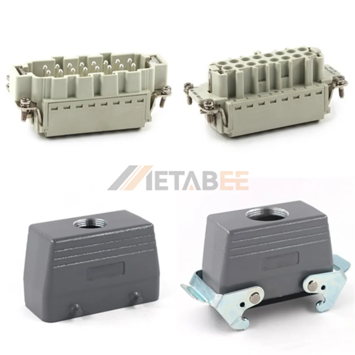 HE Series Heavy Duty Connector, 16+PE, Cable to Cable, Quick Lock Terminal, Top/Side Entry, 16A/500V