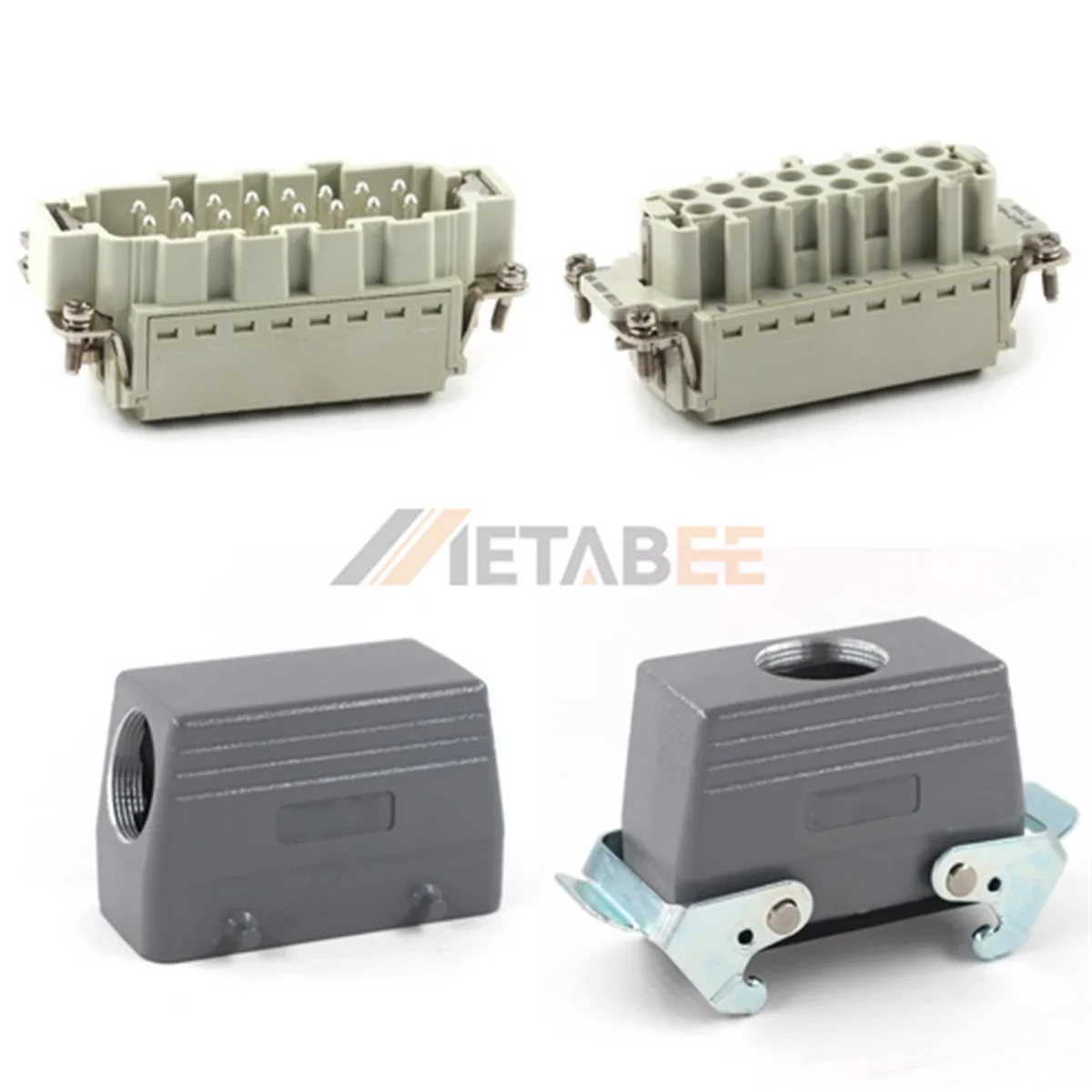 HE Series Heavy Duty Connector, 16+PE, Cable to Cable, Quick Lock Terminal, Top/Side Entry, 16A/500V
