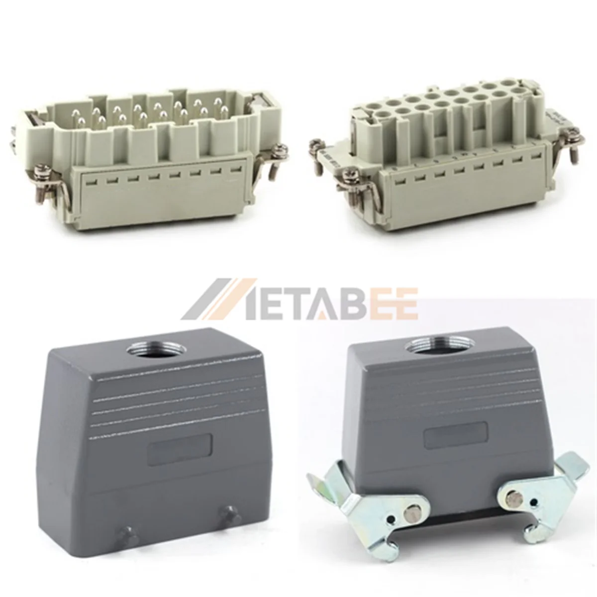 HE Series High Construction Heavy Duty Connector, 16+PE, Cable to Cable, Quick Lock Terminal, Top/Side Entry, 16A/500V
