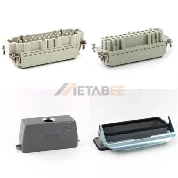 HE Series Heavy Duty Connector, 24+PE, Bulkhead, Quick Lock Terminal, Top/Side Entry, 16A/500V