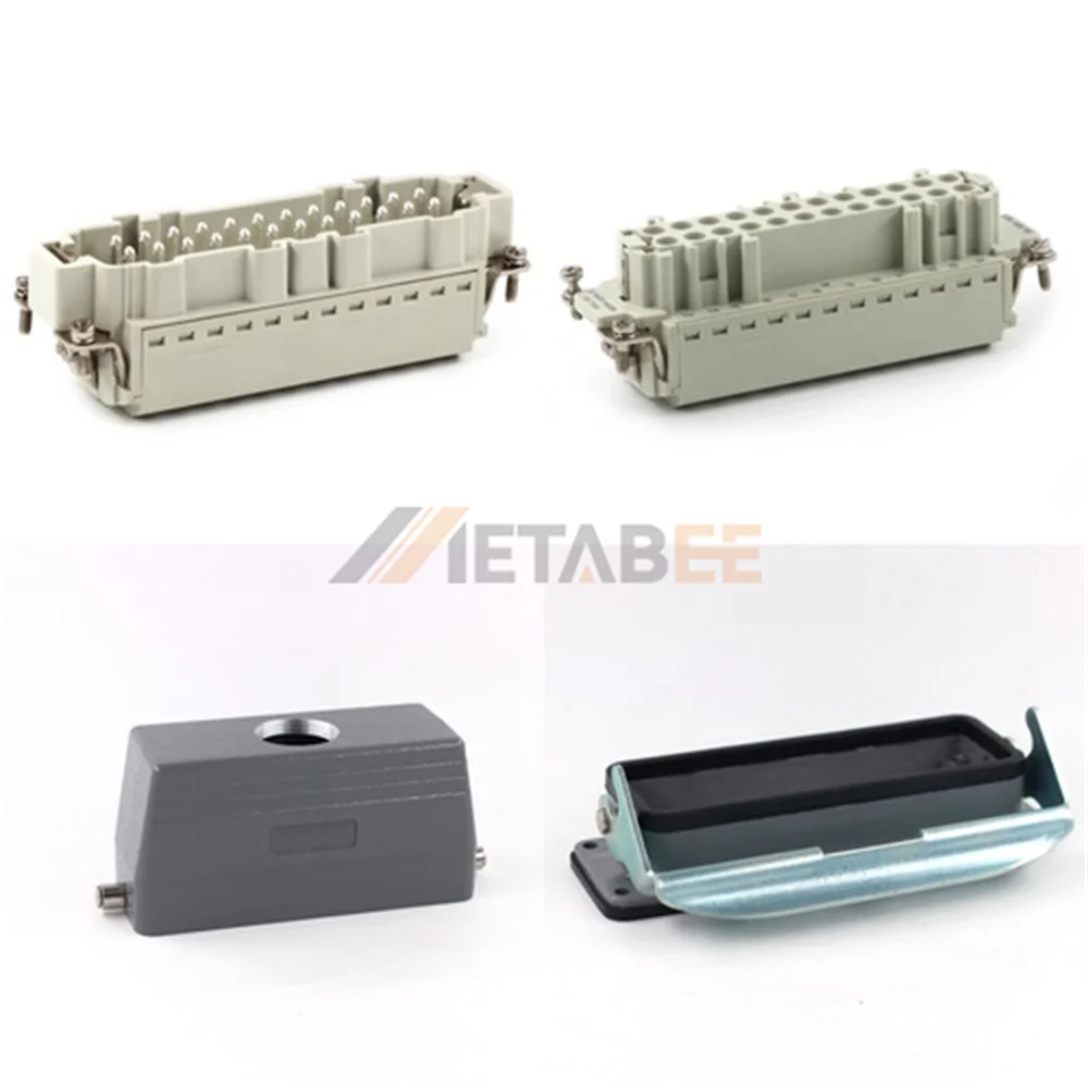HE Series Heavy Duty Connector, 24+PE, Bulkhead, Quick Lock Terminal, Top/Side Entry, 16A/500V