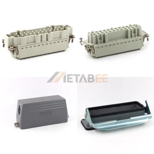 HE Series Heavy Duty Connector, 24+PE, Bulkhead, Quick Lock Terminal, Top/Side Entry, 16A/500V