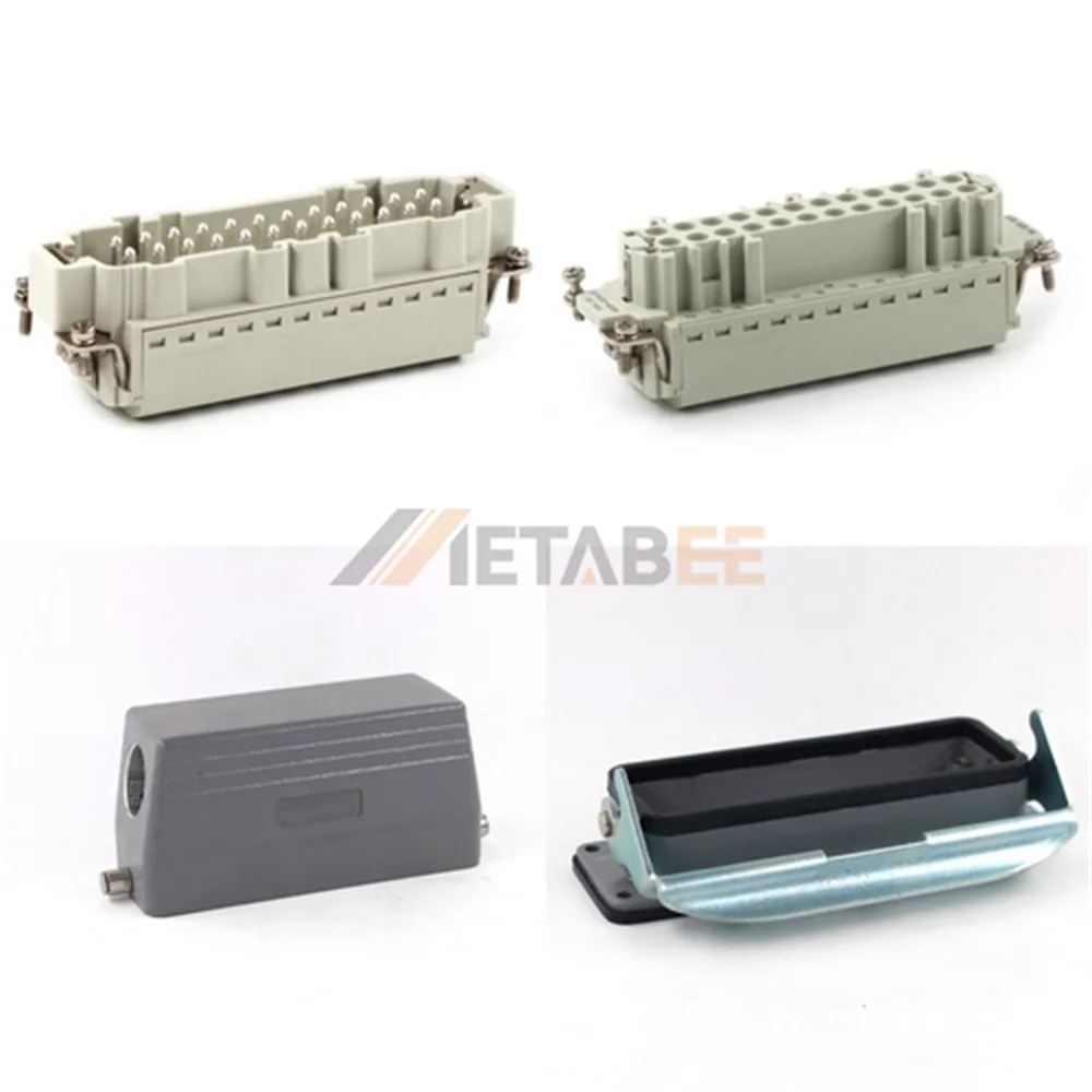 HE Series Heavy Duty Connector, 24+PE, Bulkhead, Quick Lock Terminal, Top/Side Entry, 16A/500V