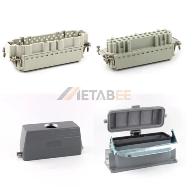 HE Series Heavy Duty Connector, 24+PE, Surface Mount with Cover, Quick Lock Terminal, Top/Side Entry, 16A/500V