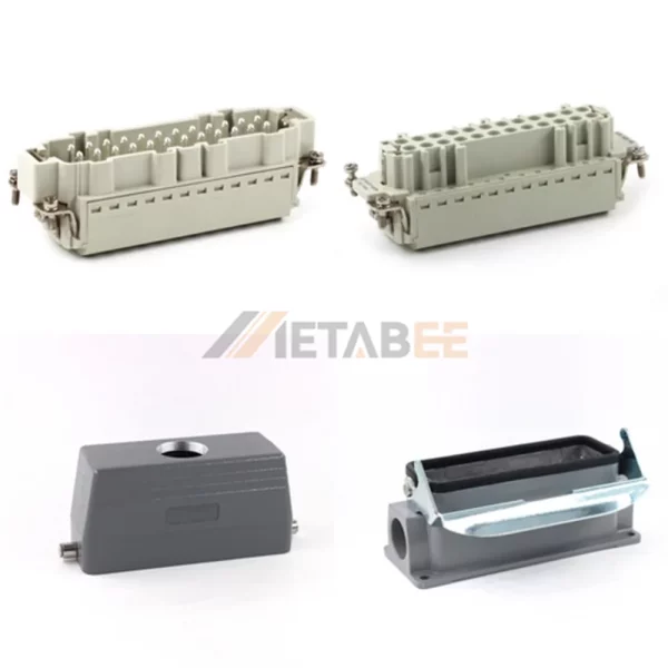 HE Series Heavy Duty Connector, 24+PE, Surface Mount, Quick Lock Terminal, Top/Side Entry, 16A/500V
