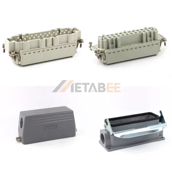 HE Series Heavy Duty Connector, 24+PE, Surface Mount, Quick Lock Terminal, Top/Side Entry, 16A/500V