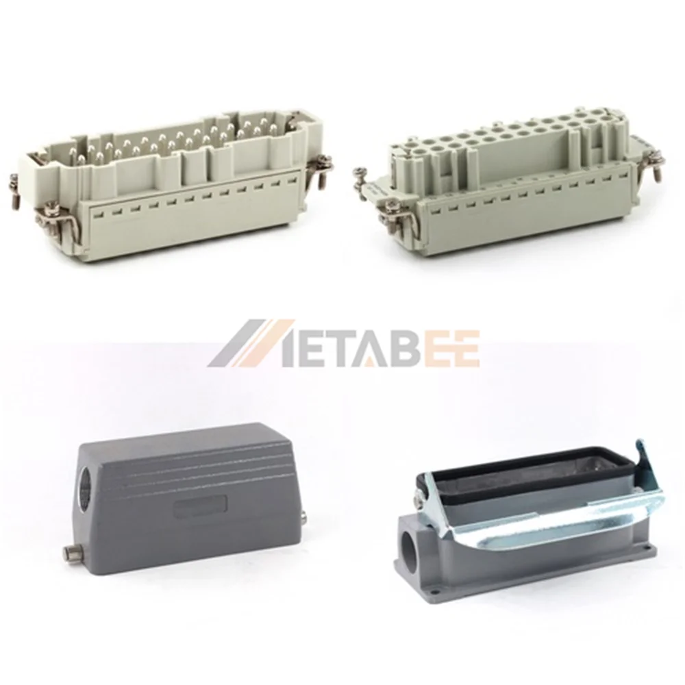 HE Series Heavy Duty Connector, 24+PE, Surface Mount, Quick Lock Terminal, Top/Side Entry, 16A/500V
