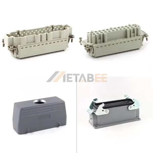 HE Series Heavy Duty Connector, 24+PE, Surface with 2 Levers, Quick Lock Terminal, Top/Side Entry, 16A/500V