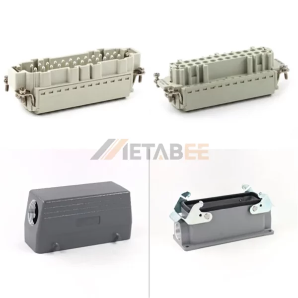 HE Series Heavy Duty Connector, 24+PE, Surface with 2 Levers, Quick Lock Terminal, Top/Side Entry, 16A/500V