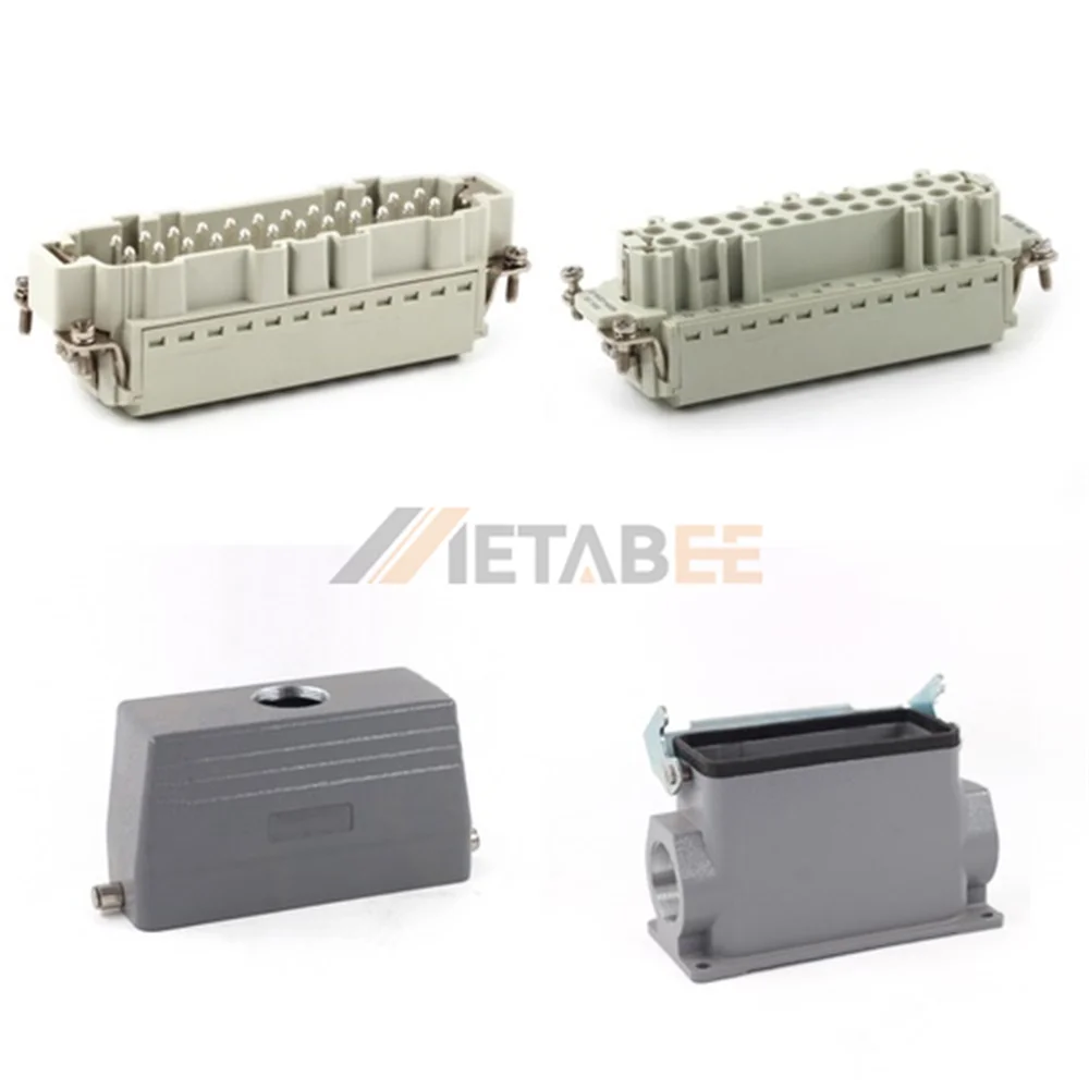 HE Series High Construction Heavy Duty Connector, 24+PE, Surface Mount, Quick Lock, Top/Side Entry, 16A/500V