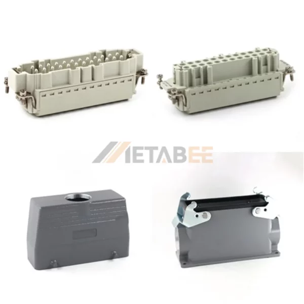 HE Series High Construction Heavy Duty Connector, 24+PE, Surface with 2 Levers, Quick Lock, Top/Side Entry, 16A/500V