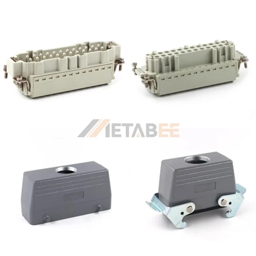 HE Series Heavy Duty Connector, 24+PE, Cable to Cable, Quick Lock Terminal, Top/Side Entry, 16A/500V