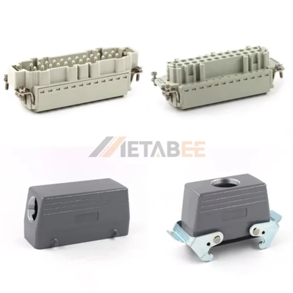 HE Series Heavy Duty Connector, 24+PE, Cable to Cable, Quick Lock Terminal, Top/Side Entry, 16A/500V
