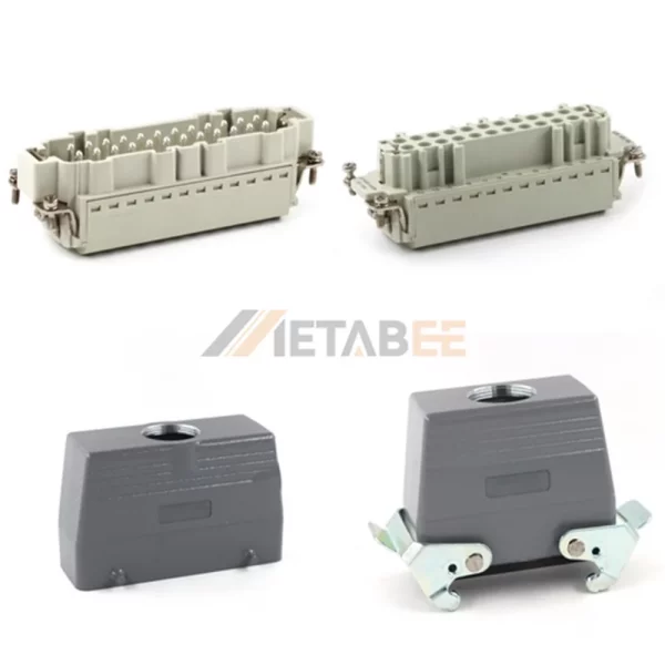 HE Series High Construction Heavy Duty Connector, 24+PE, Cable to Cable, Quick Lock Terminal, Top/Side Entry, 16A/500V