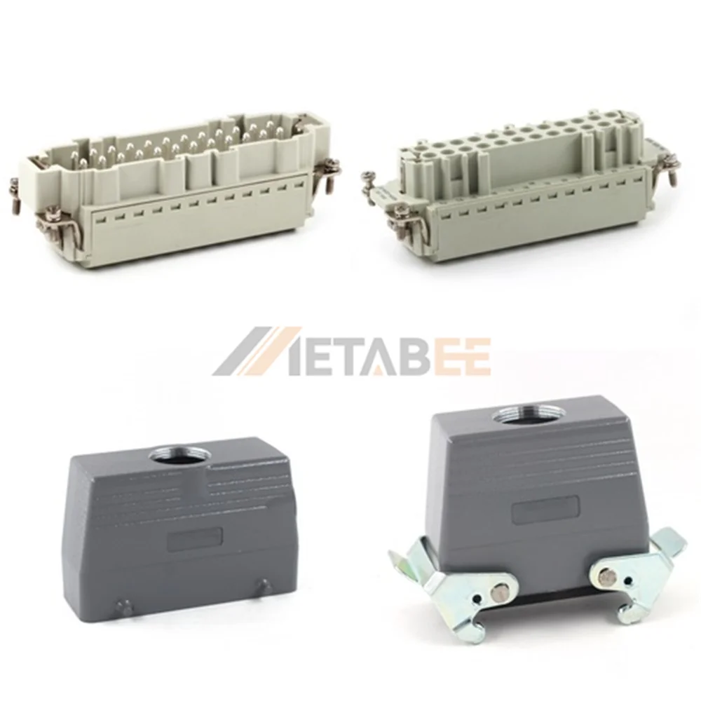 HE Series High Construction Heavy Duty Connector, 24+PE, Cable to Cable, Quick Lock Terminal, Top/Side Entry, 16A/500V