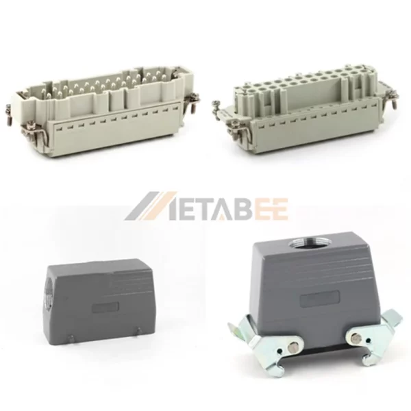 HE Series High Construction Heavy Duty Connector, 24+PE, Cable to Cable, Quick Lock Terminal, Top/Side Entry, 16A/500V