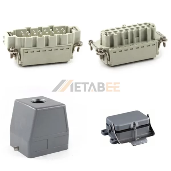 HE Series Heavy Duty Connector, 32+PE, Bulkhead with Cover, Quick Lock Terminal, Top/Side Entry, 16A/250V