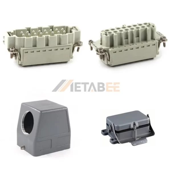HE Series Heavy Duty Connector, 32+PE, Bulkhead with Cover, Quick Lock Terminal, Top/Side Entry, 16A/250V