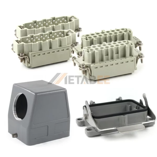 HE Series Heavy Duty Connector, 32+PE, Bulkhead Mounting, Quick Lock Terminal, Top/Side Entry, 16A/250V