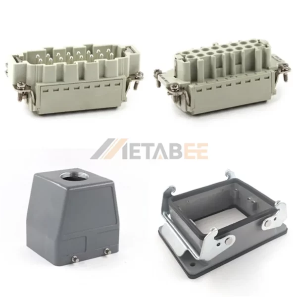 HE Series Heavy Duty Connector with 2 Levers, 32+PE, Bulkhead, Quick Lock Terminal, Top/Side Entry, 16A/250V