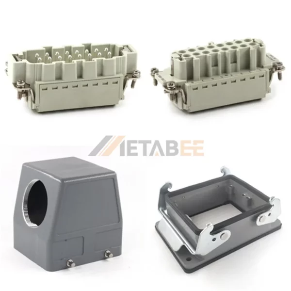 HE Series Heavy Duty Connector with 2 Levers, 32+PE, Bulkhead, Quick Lock Terminal, Top/Side Entry, 16A/250V