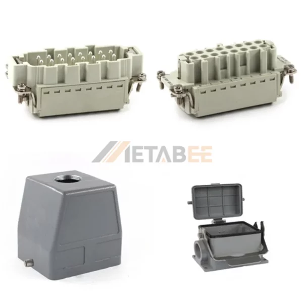 HE Series Heavy Duty Connector, 32+PE, Surface Mounting Cover, Quick Lock Terminal, Top/Side Entry, 16A/500V