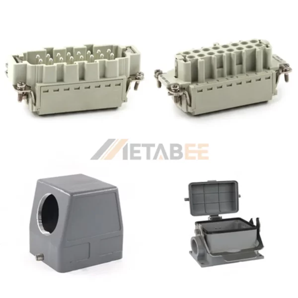 HE Series Heavy Duty Connector, 32+PE, Surface Mounting Cover, Quick Lock Terminal, Top/Side Entry, 16A/500V