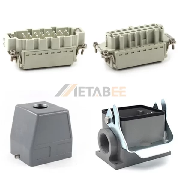 HE Series Heavy Duty Connector, 32+PE, Surface Mounting, Quick Lock Terminal, Top/Side Entry, 16A/500V