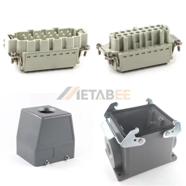 HE Series Heavy Duty Connector, 32+PE, Surface with 2 Levers, Quick Lock Terminal, Top/Side Entry, 16A/250V