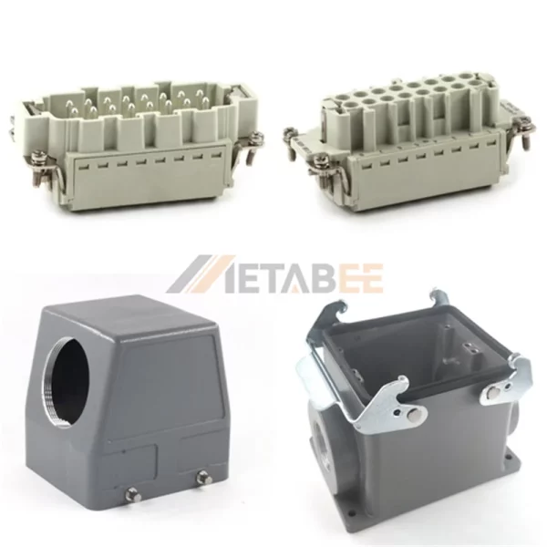 HE Series Heavy Duty Connector, 32+PE, Surface with 2 Levers, Quick Lock Terminal, Top/Side Entry, 16A/250V