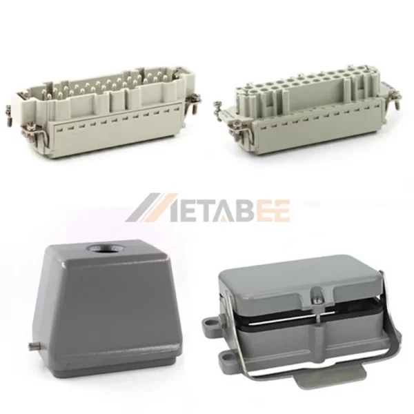 HE Series Heavy Duty Connector, 48+PE, Bulkhead with Cover, Quick Lock Terminal, Top/Side Entry, 16A/500V