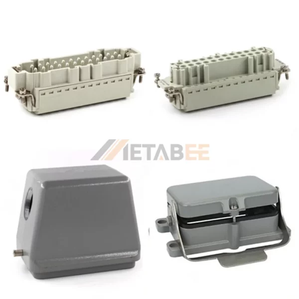 HE Series Heavy Duty Connector, 48+PE, Bulkhead with Cover, Quick Lock Terminal, Top/Side Entry, 16A/500V