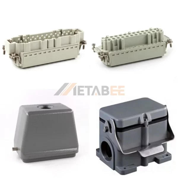 HE Series Heavy Duty Connector, 48+PE, Surface Mount with Cover, Quick Lock Terminal, Top/Side Entry, 16A/500V