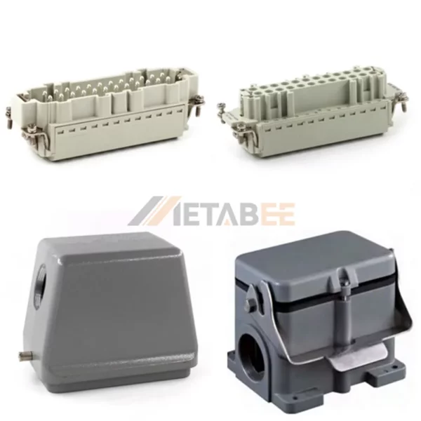 HE Series Heavy Duty Connector, 48+PE, Surface Mount with Cover, Quick Lock Terminal, Top/Side Entry, 16A/500V